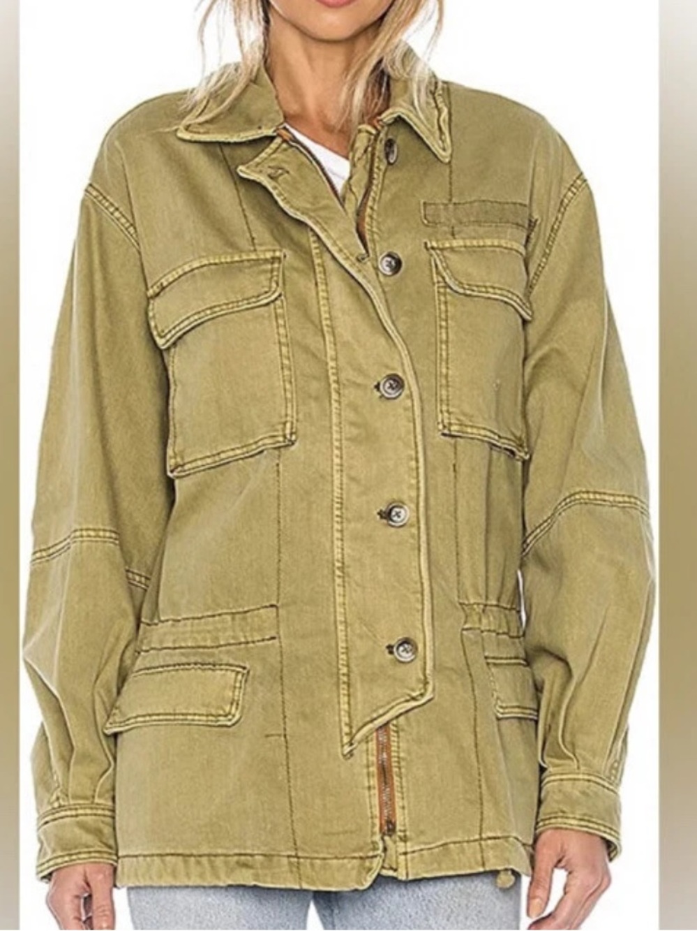 Free People Seize The Day Military Jacket ~ - Picture 2 of 14